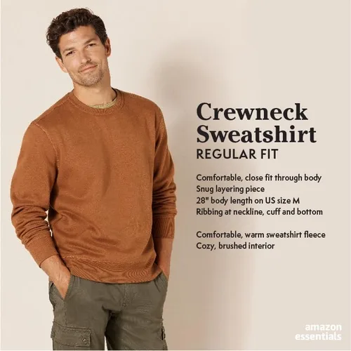 Miniatura 2 de Tienda Essentials - Sudadera de vellón con cuello redondo para hombre (disponible en tallas para grandes y altos)