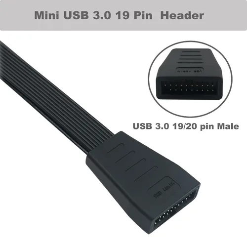 Miniatura 4 de COMeap Paquete de 2 cables de extensión de cabezal USB 3.0, adaptador interno pequeño mini USB 3.0 de 19/20 pines para placa base de 5.9 pulgadas