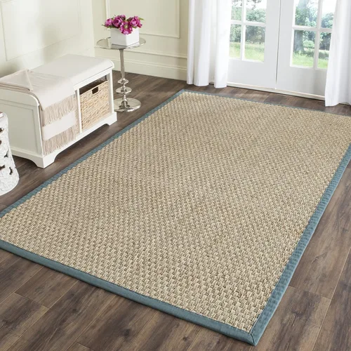 Miniatura 136 de Safavieh Natural Fiber NF114P - Alfombra redonda de hierba marina, tejido de canasta, con borde, de 244 cm, color gris Natural/ gris