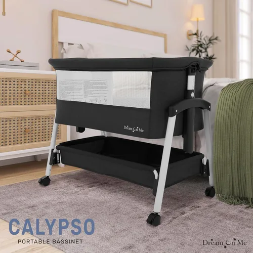 Miniatura 2 de Dream On Me Calypso - Moisés portátil con ruedas, altura ajustable, moisés plegable para bebé con laterales de malla transpirable, colchón