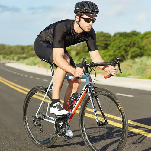 Miniatura 5 de Maillot de ciclismo para hombre, manga corta, cremallera completa, con 3 bolsillos traseros