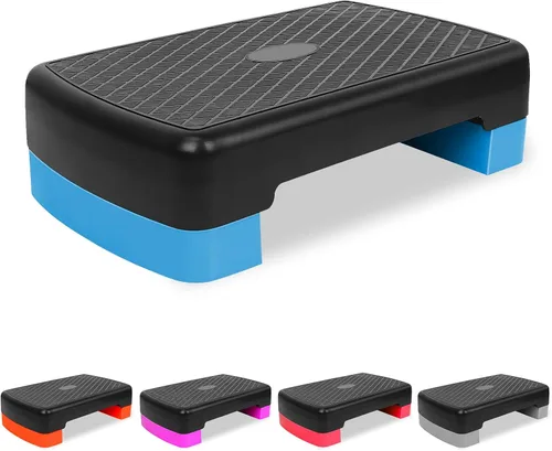 Entrenador de plataforma aeróbica de entrenamiento de ejercicio, escalón aeróbico de 18 pulgadas con elevadores de altura ajustable de 4 a 6 pulgadas
