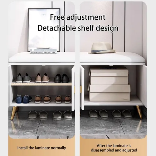 Miniatura 4 de Zapatero con puerta, moderno organizador de zapatos oculto para tacones altos, banco delgado de almacenamiento de zapatos para entradas, pasillos