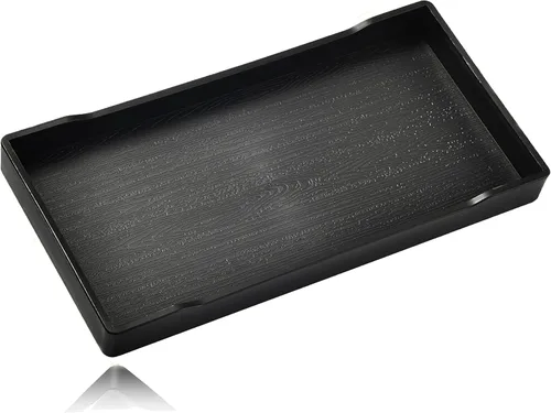 Mini bandeja negra pequeña (8 x 4 pulgadas) para encimera de cocina, baño para artículos de tocador, accesorio de café, bar, condimentos para