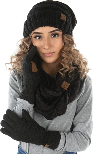 Miniatura 3 de Funky Junque Conjunto de gorro holgado de gran tamaño con bufanda infinita para mensajes de texto