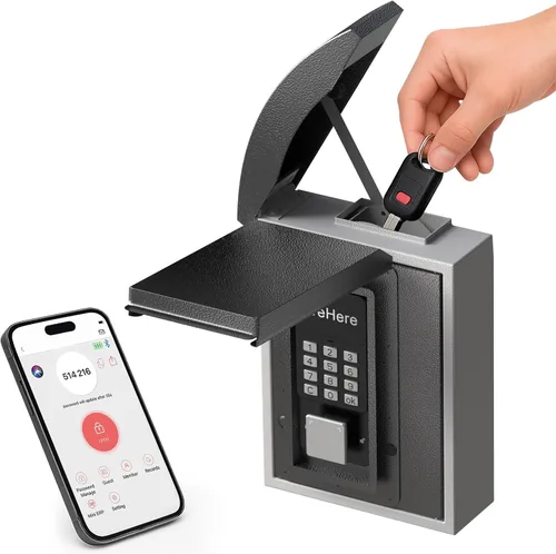 Miniatura 8 de Caja de bloqueo para llaves con ranura de caída, soporte de pared para llaves de porche, caja de seguridad inteligente para casa exterior, agentes