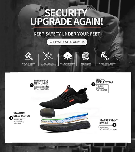 Miniatura 7 de ulogu Steel Toe Sneakers for Men Women Breathable and Lightweight Safety Construction Work Shoe