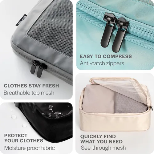 Miniatura 6 de Aerotrunk Cubos de embalaje de compresión para viajes, bolsas organizadoras de equipaje, cubos de embalaje con doble cremallera para maletas