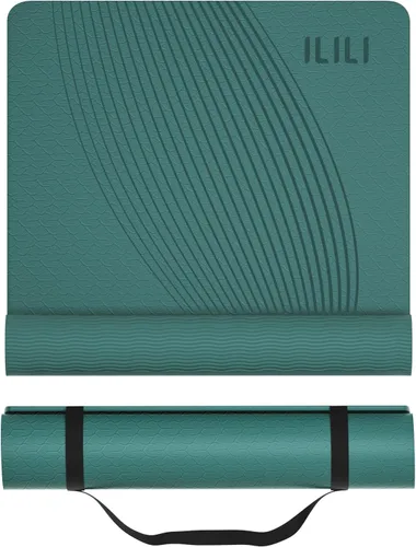 Miniatura 10 de ILILI Tapete de yoga, 72 x 25 x 0.3 pulgadas, antideslizante, tapete de ejercicio de elastómero termoplástico, resistente al desgarro, tapete