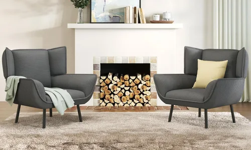 Miniatura 12 de AMERLIFE Silla decorativa, silla tapizada para sala de estar con respaldo alto, sillón de lectura gris para dormitorio, cómoda silla de pana