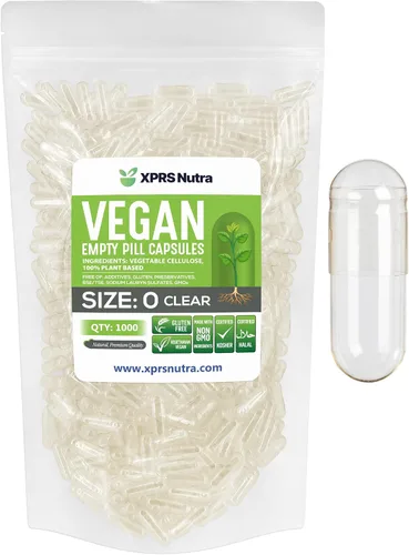 Miniatura 12 de XPRS Nutra Cápsulas vacías de tamaño 0 – 100 cápsulas veganas vacías transparentes – Píldora vegetariana – Llenado de cápsulas vegetales