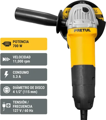 Miniatura 2 de Truper 24035 / ESMA-4-1/2P2-4 1/2" 630 W Amoladora angular Pretul