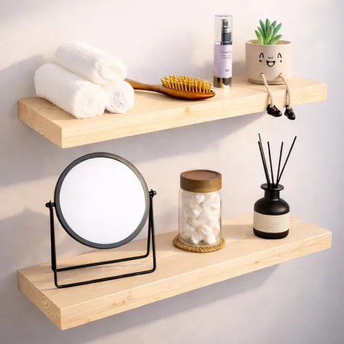 Miniatura 32 de BGMG Estantes flotantes de madera de 12 pulgadas, estantes flotantes negros, estantes de pared de madera maciza para baño, sala de estar
