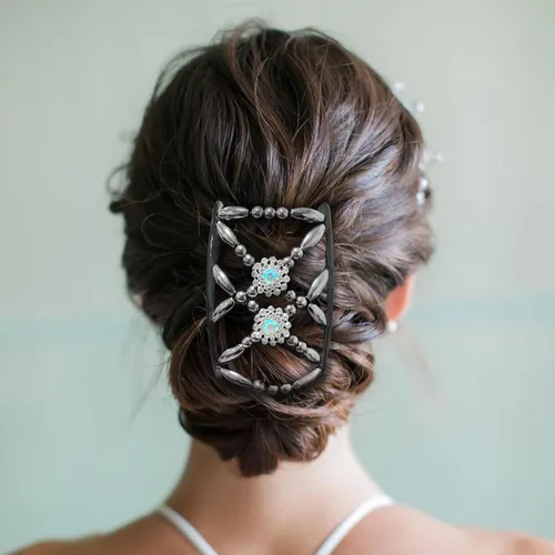 Miniatura 5 de Quacc 2 peines mágicos para el cabello, con cuentas elásticas, pinzas de doble cara, peine para el cabello para mujeres y niñas, accesorios