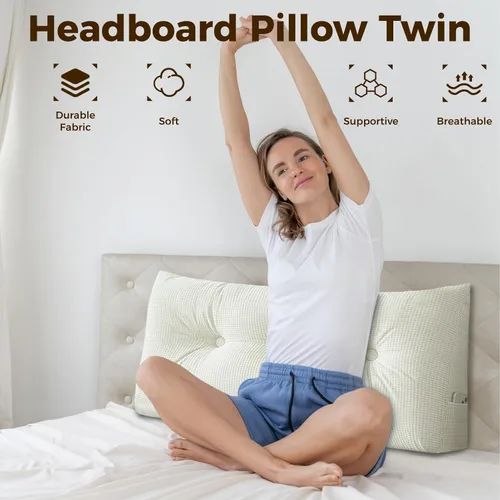 Miniatura 7 de Almohada triangular grande para cabecera de dormitorio universitario, almohadas de cuña para cama individual XL, cojín lumbar para cabecero, cojín