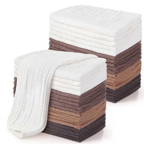 Miniatura 15 de Buryeah Gasas de muselina, 20 piezas, grandes de 20 x 10 pulgadas, 100% algodón, 6 capas ultraabsorbentes y suaves, toallitas de mano para babeo