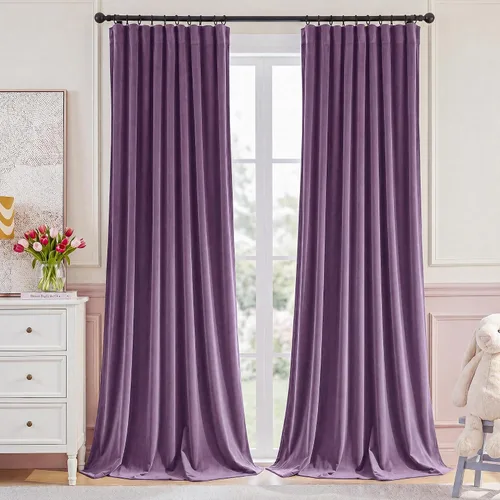Miniatura 25 de NICETOWN Cortinas de terciopelo blanco marfil de 10 pies de largo para techos altos, cortinas extralargas con aislamiento térmico para ventanas