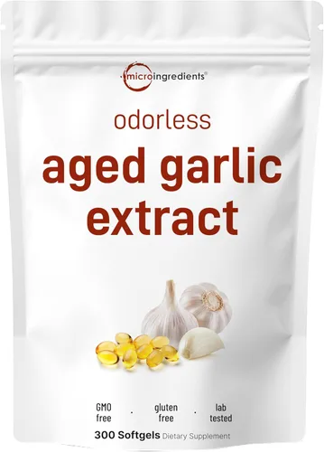 Micro Ingredients Ajo inodoro, 300 cápsulas blandas | Extracto de ajo de 2 años de edad | Bulbo Allium Sativum cultivado | Suplementos herbales