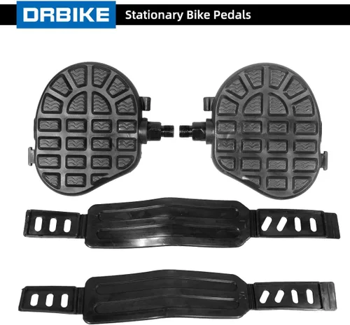 Miniatura 3 de DRBIKE Pedales de bicicleta de repuesto con correa para bicicleta estacionaria, bicicleta giratoria, reclinada, bicicleta ejercitadora, negro, 1 par