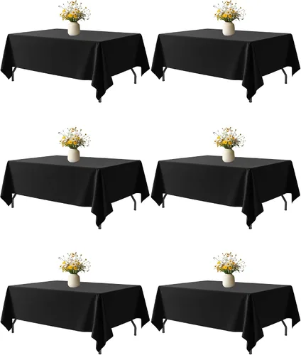 Miniatura 8 de Niuara Mantel de Mesa Rectangular Negro - Paquete de 6, 60" × 84" Mantel de Tela Lavable para Mesas de 5 Pies, Resistente a las Arrugas y a Prueba