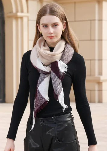 Miniatura 100 de Wander Agio - Bufanda envolvente con diseño a cuadros o triangular para mujer, cálida y larga, de punto, sensación de cachemira, chal
