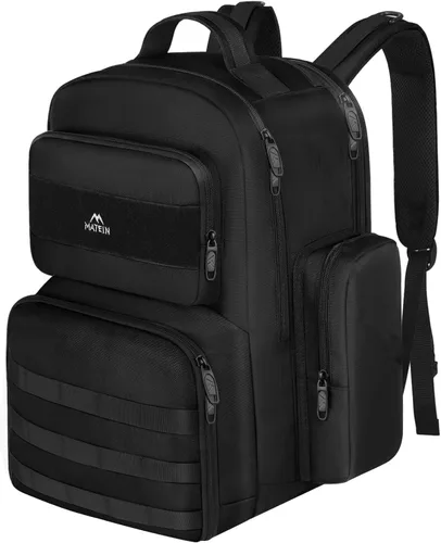 MATEIN Mochila de almuerzo para hombres de trabajo, mochila táctica de 15.6 pulgadas con compartimento para el almuerzo, mochilas grandes para Negro
