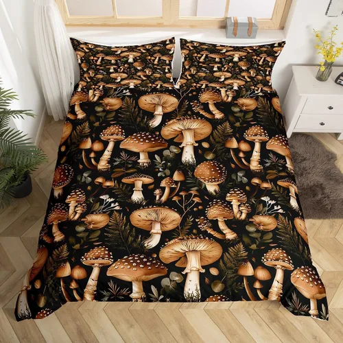 Miniatura 27 de Funda de edredón de hongos salvajes, acuarela, decoración de plantas naturales para exteriores, juegos de ropa de cama para niños, adolescentes