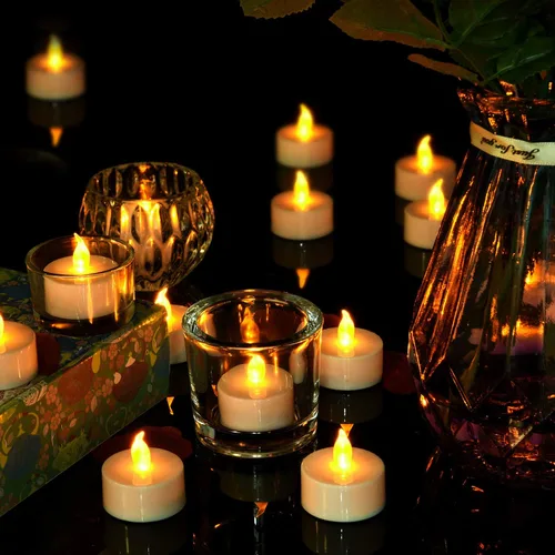 Miniatura 5 de Dura 2 veces más velas sin llama [50 unidades, pilas incluidas], velas de té realistas, velas brillantes parpadeantes, velas sin perfume que