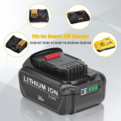 Miniatura 4 de Batería de repuesto de 20 V para Dewalt 20 V Max DCB201 DCB200 DCB204 DCB206 DCB203, compatible con batería y herramientas Dewalt de 20 V, 6500 mAh
