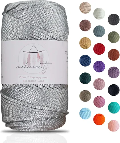 Miniatura 84 de Makromecity, Cordón de macramé de poliéster de 2 mm x 38 m (125 yardas) 2 mm de polipropileno, cordón de macramé para crochet, bolsas de macramé