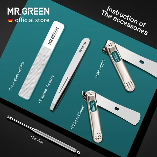 Miniatura 4 de MR.GREEN Juegos de manicura portátil kits de pedicura herramienta cortaúñas de acero inoxidable estuche de aseo de viaje tijeras de uñas caja