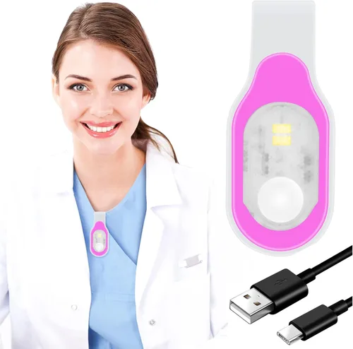 Luz nocturna de lactancia con clip, recargable, luz de enfermera, manos libres, linternas LED para correr, mascotas, emergencia al aire libre (rosa)