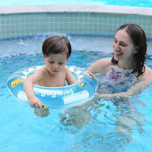 Miniatura 2 de Anillo de natación para bebé, asiento de natación con respaldo para niños de 6 meses a 3 años Azul profundo