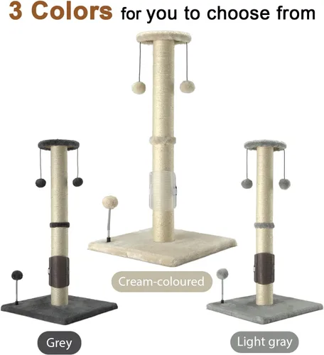 Miniatura 7 de PEEKAB Poste rascador para gatos de 32 pulgadas de alto, postes rascadores de cuerda de sisal con bola colgante y cepillo de auto-masaje, rascador