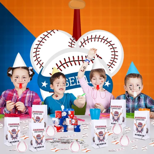 Miniatura 7 de 208 piezas de recuerdos de fiesta de béisbol con bolsas de fiesta de béisbol, silbato de béisbol, pulseras de bolas de béisbol de espuma, llaveros