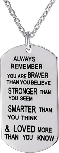 lauhonmin Collar con colgante Always Remember You Are BraverStrongerSmarter Than You Think - Collar con colgante unisex para amigos de la familia