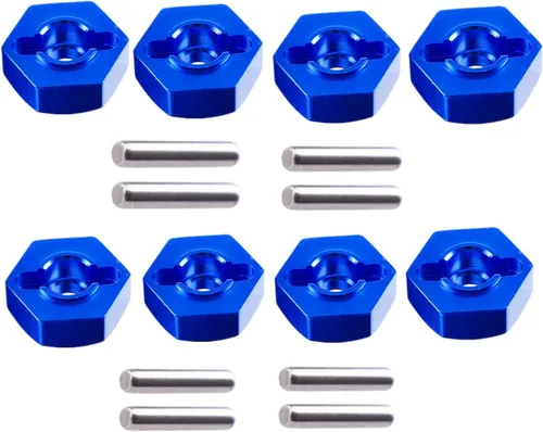 Miniatura 8 de Juego de 8 unidades de aluminio de 0.472 in de rueda hexagonal, adaptador de 0.197 in de grosor con pines de 0.079 x 0.394 in para Redcat Axial HSP