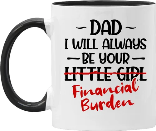 Miniatura 8 de Veracco Taza de café de cerámica con texto en inglés "Dad I will Always Be Your Little Girl" Financial Burden Financial Burden, taza para el mejor