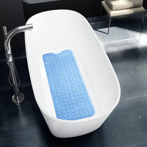 Miniatura 7 de LUX Décor - Tapete antideslizante para bañera, extra grande, 40 x 16 pulgadas, tapete de ducha de seguridad antideslizante con ventosas y agujeros