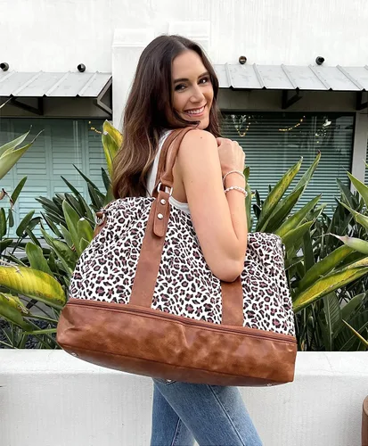 Miniatura 2 de Newshows Bolsa de viaje para mujer con manga para equipaje, marrón (Leopard-brown)), Newshows SM04V949