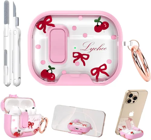 Miniatura 12 de Funda para AirPods Pro 3 2025 de 3ª generación con kit de limpieza, funda protectora rosa negra con bloqueo/soporte compatible con Apple New Air