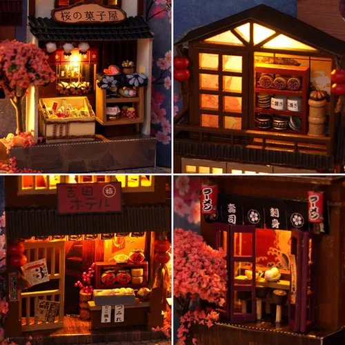 Miniatura 2 de Kit de bricolaje en miniatura para rincón de libros, casa de muñecas para estantería, decoración de callejón, kit de casas en miniatura de bricolaje
