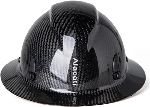 Miniatura 3 de Casco rígido de fibra de carbono de ala completa con gafas - Casco de seguridad con suspensión de trinquete ajustable de 6 puntos - Cumple con ANSI