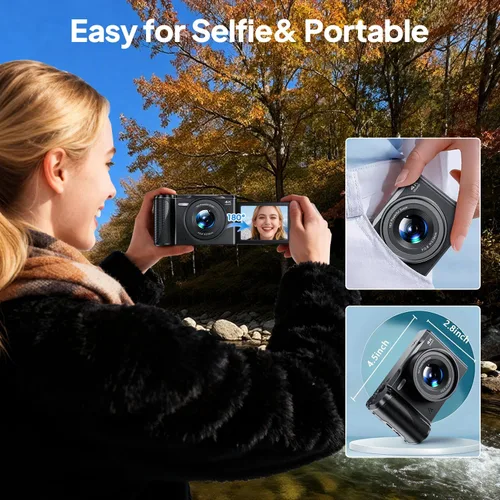 Miniatura 5 de Cámara digital 4K para fotografía, Focusinc de 56 MP y 3 pulgadas, pantalla abatible de 180°, enfoque automático para vlogging y cámara de disparo