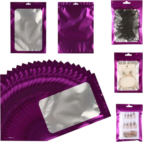 Miniatura 18 de 400 bolsas de Mylar resellables de 4 x 5 pulgadas, color negro, para almacenamiento de alimentos, bolsa resellable de Mylar con ventana transparente
