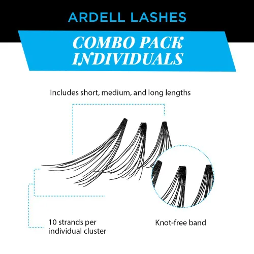 Miniatura 2 de Ardell Pestañas postizas individuales – Combo, negro, aspecto natural, racimos de pestañas, fácil aplicación para efecto de extensión de pestañas