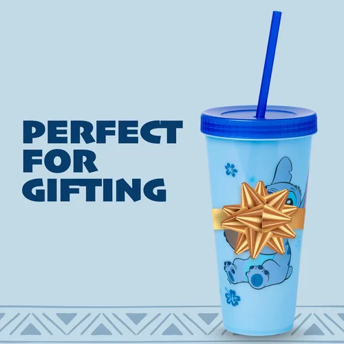 Miniatura 9 de Silver Buffalo Disney Lilo and Stitch Angel Coconut Flowers - Paquete de 2 vasos de plástico que cambian de color, 24 onzas Stitch y ángel