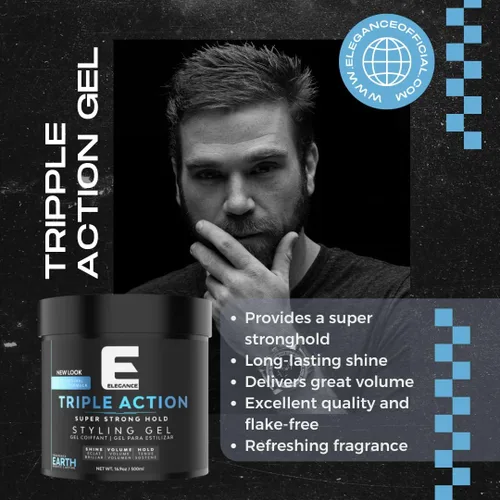 Miniatura 6 de E Elegance Earth Fragrance Gel para el cabello de triple acción para hombres y mujeres - Sujeción súper fuerte, volumen extremo y brillo de larga