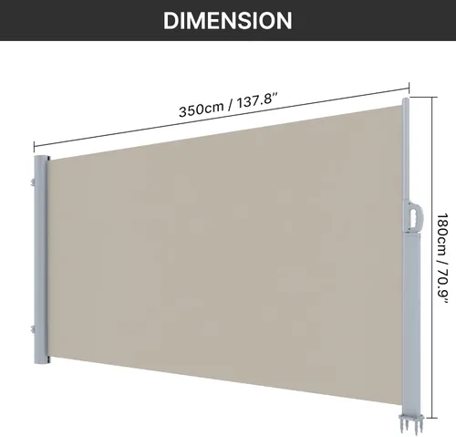 Miniatura 7 de PATISOL Toldo lateral retráctil de aluminio de 138" x 71" para patio al aire libre divisor de privacidad plegable, resistente al agua y a los rayos
