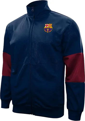 Icon Sports Chaqueta deportiva de fútbol – Equipo oficial del World Football Club Team con cremallera completa para adultos, Fc Barcelona-azul marino
